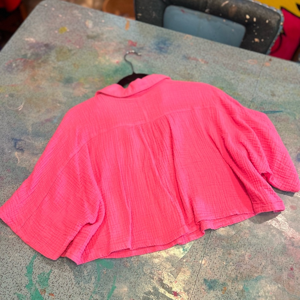 Cropped Pink Button Down - image 5